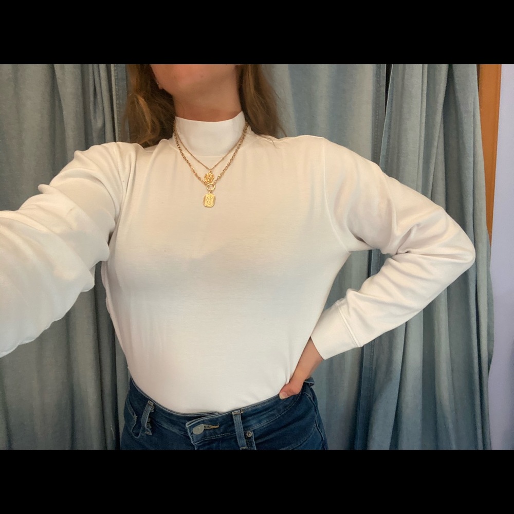 White long sleeve turtle neck